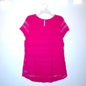 Leo & Nicole Pink Lace Top